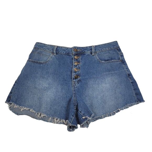 REWASH Denim Shorts Womens Size 12 Super High Rise Wedgie Button Fly Cutoff - Picture 1 of 13